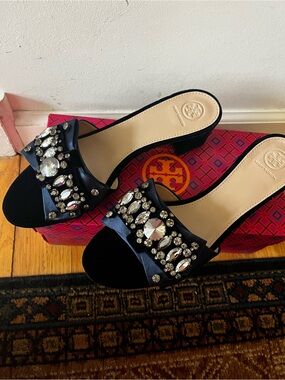 Tory Burch Valentina Satin Velvet Slide 10 NIB